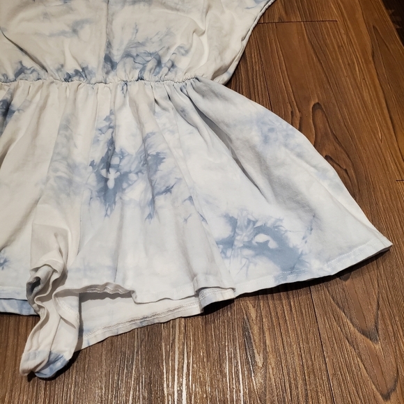 Lulus On A Road Trip Blue Tie-Dye Short Sleeve Romper Active Oversized Casual XL - Picture 9 of 14